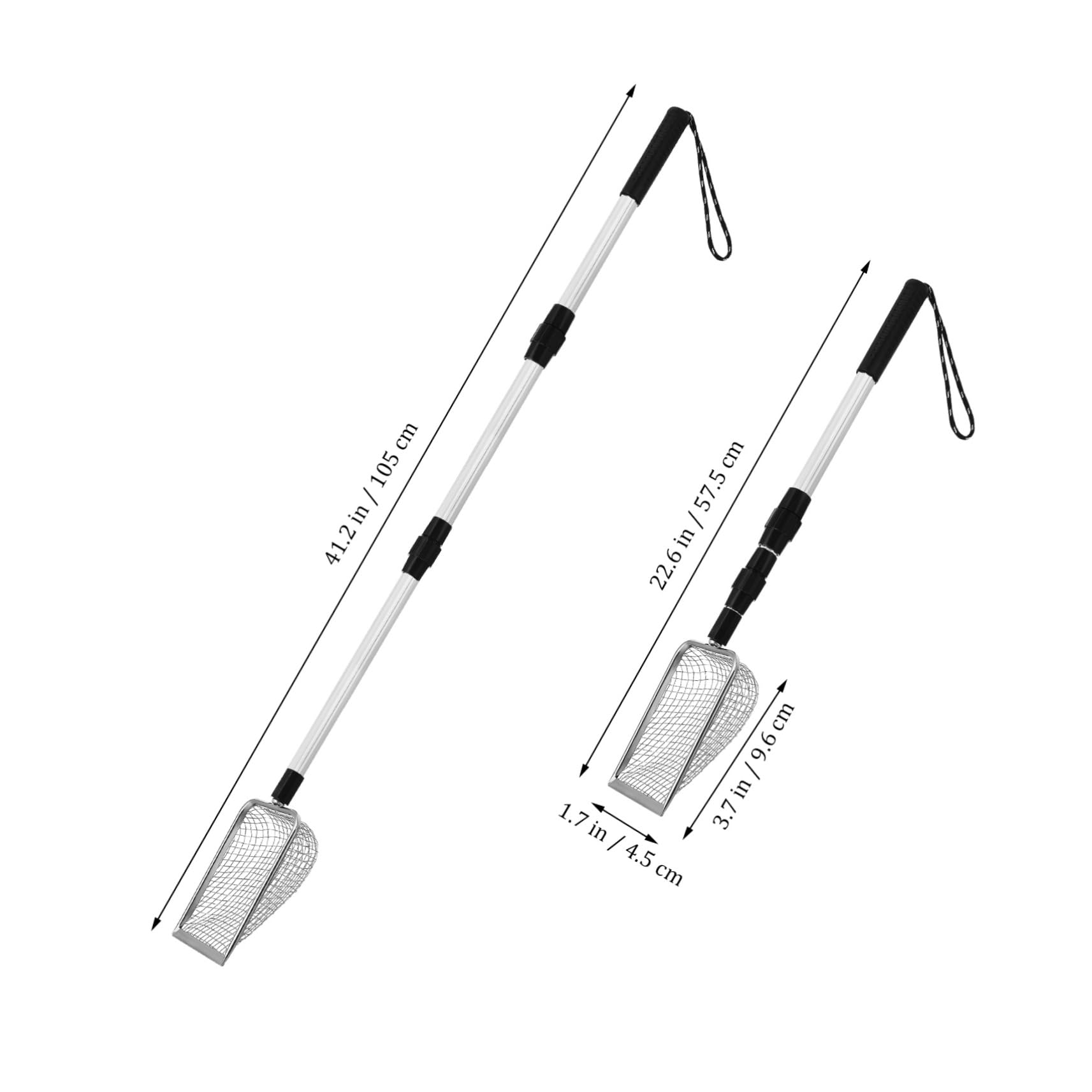 Toyvian 2 Piezas Palas para Inoxidable Mango Telescópico y Malla para Limpieza de Areneros Herramienta Ergonómica para Mascotas