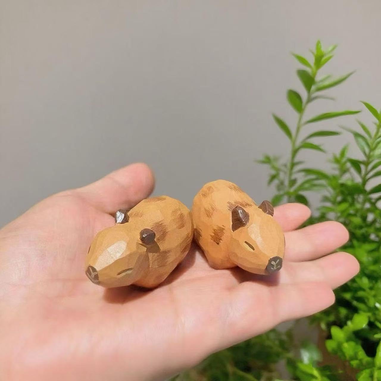 Small Hand-Carved Wooden Standing Capybara Figurines, 2-Pack Mini Handmade Capybara Statues for Desk & Home Decor, Gift for Animal Lovers - Image 5