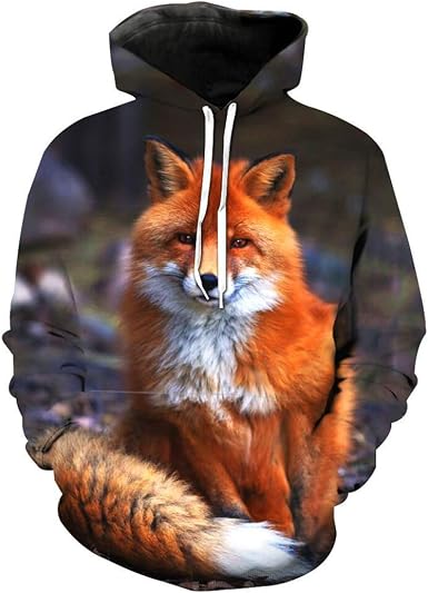 Amazon.com: Mujeres Hombres 3D Fox Print Sudaderas con capucha Casual manga  larga Pullover Tops : Ropa, Zapatos y Joyería