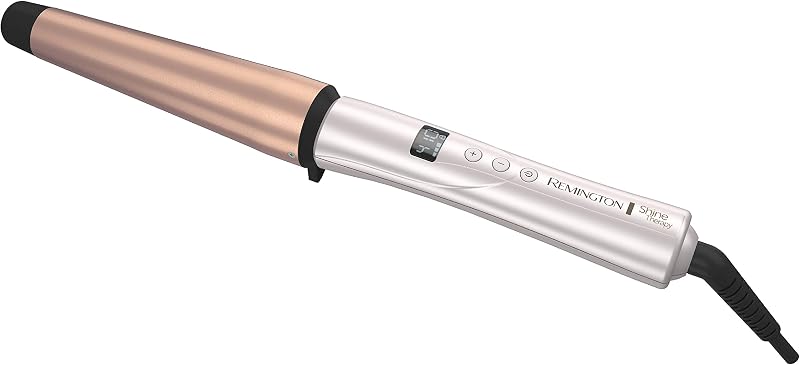 Shine Therapy Tapered Curling Wand, 1–1.5 Inch | Fast 30-second Heat-up, Argan Oil and Keratin Infusion, Tousled Wave Styling, Auto Shut-off for Safety, Includes Heat Glove