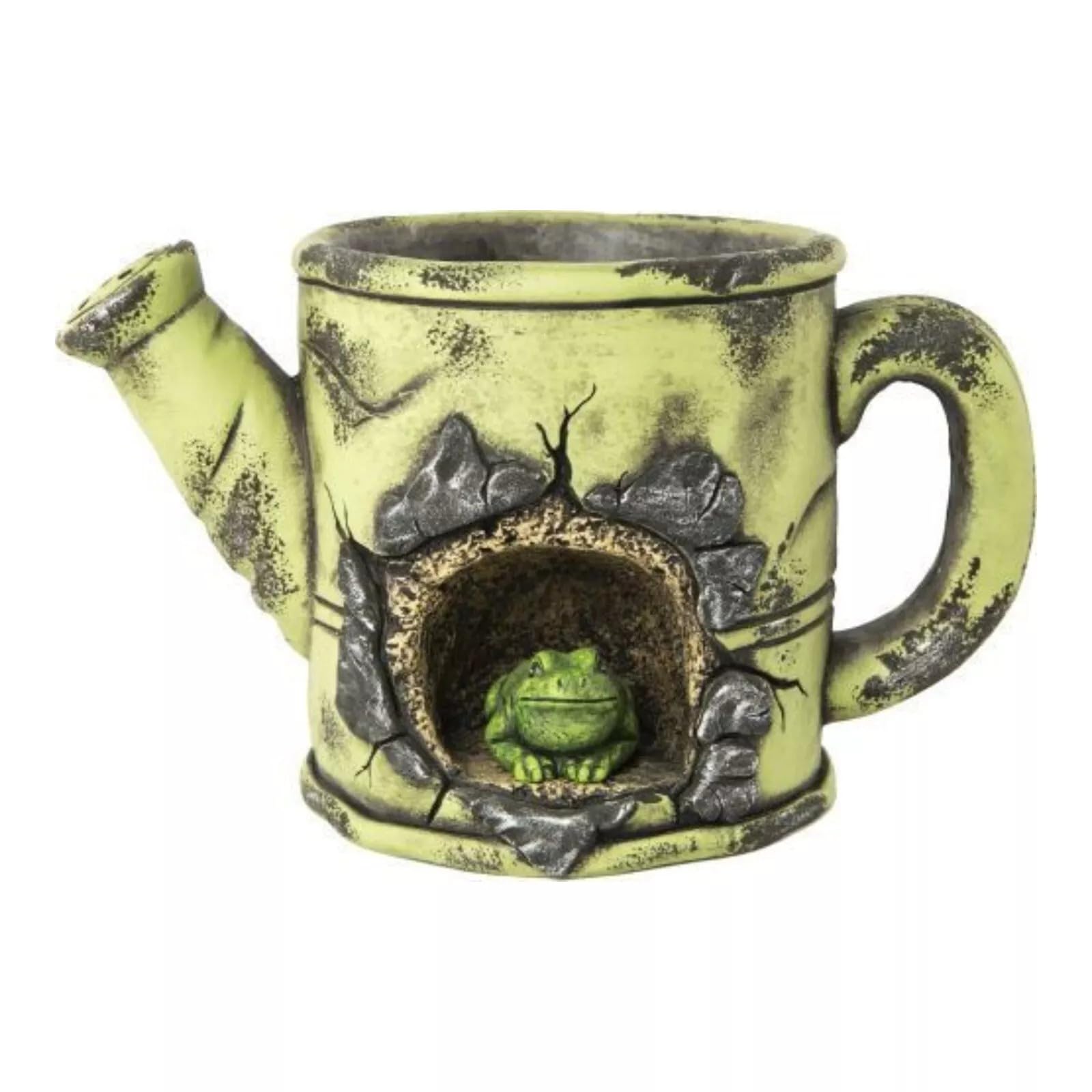 Cement Teapot with Frog Planter 25cm Outdoor Garden Flower Plant Pot Novelty