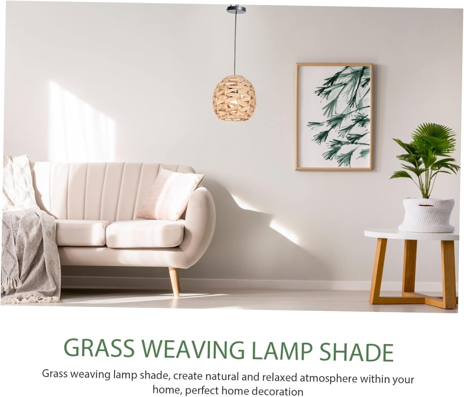 POPETPOP 2pcs Vintage Grass Woven Lampshade for Chandelier Soft Light Cover for Living Room Bedroom and Dining Spaces Handmade Natural Design Easy to Install Craftsmanship