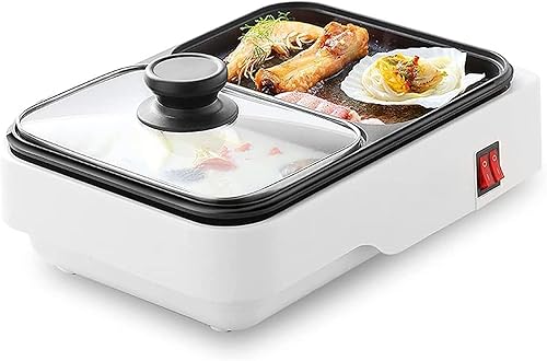 HHWKSJ Olla caliente eléctrica de 1.7L con divisor Olla caliente eléctrica grande con tapa de vidrio 1000W 110V