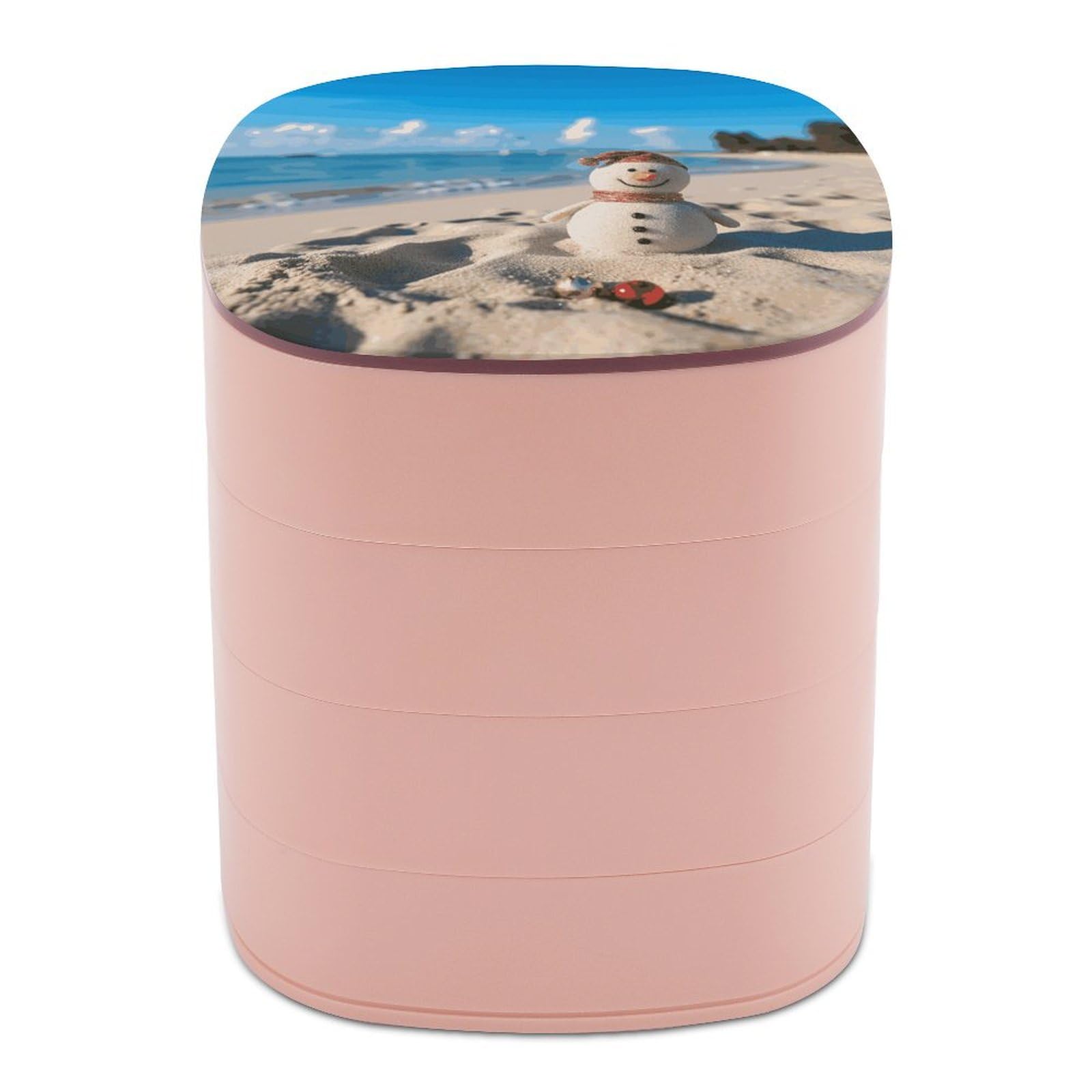 Coffret bijoux motif bonhomme de neige à la plage, cadeau idéal pour femme