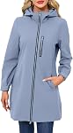 Women's Lightweight Waterproof Hooded Softshell Jacket Windbreaker Rain Coat for Spring and Fall
