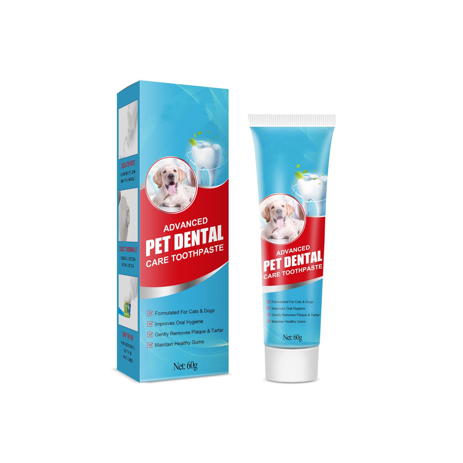Dog Toothpaste with Mint for Dogs and Puppies, Fresh Breath Dental Kit for Pet Teeth Cleaning, Gentle and Effective Oral Care Solution, 60g