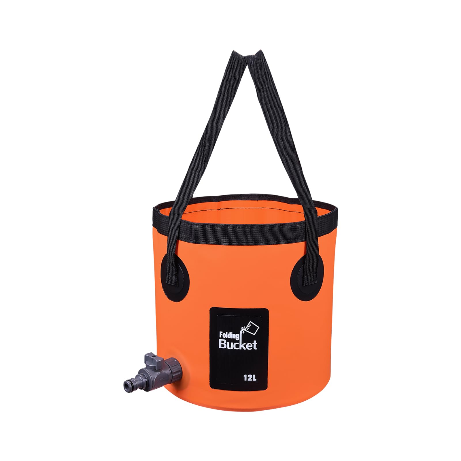 Geosiry Handy Folding Bucket 12L, Collapsible Bucket with Tap for Plumbing, Cleaning, Camping, Hiking, Fishing (Orange, 12L)