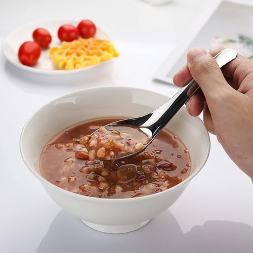 Miniatura 7 de Cucharas de sopa de acero inoxidable juego de 6 cucharas de sopa china espejo de sopa asiática pulidas para caldo postre cereales ramen tailandés de