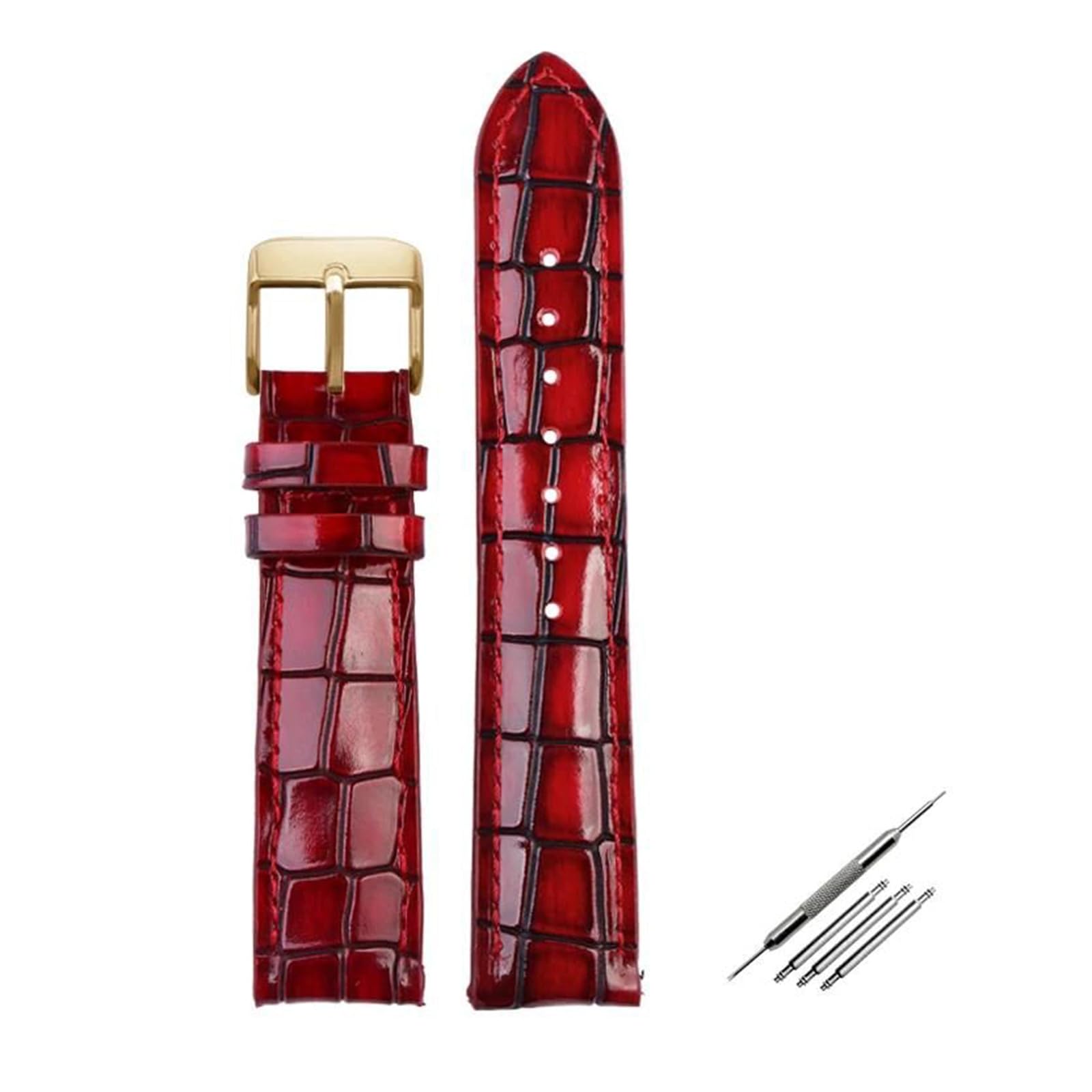 Men's Alligator Leather Strap, 18mm, 20mm, 22mm, Watch Accessories, Solid Buckle, Blue, Green, Brown