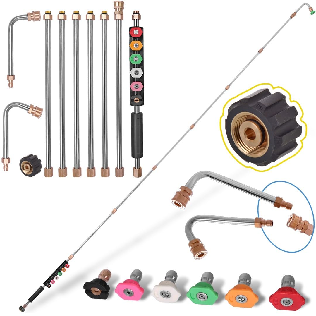TC Technic - Lanza telescópica con rosca hembra M22 x 1,5, compatible con limpiadores de alta presión Kärcher HD/HDS (no Easy!Lock), modular de 280 cm, juego de lanzas angulares, 160 bar