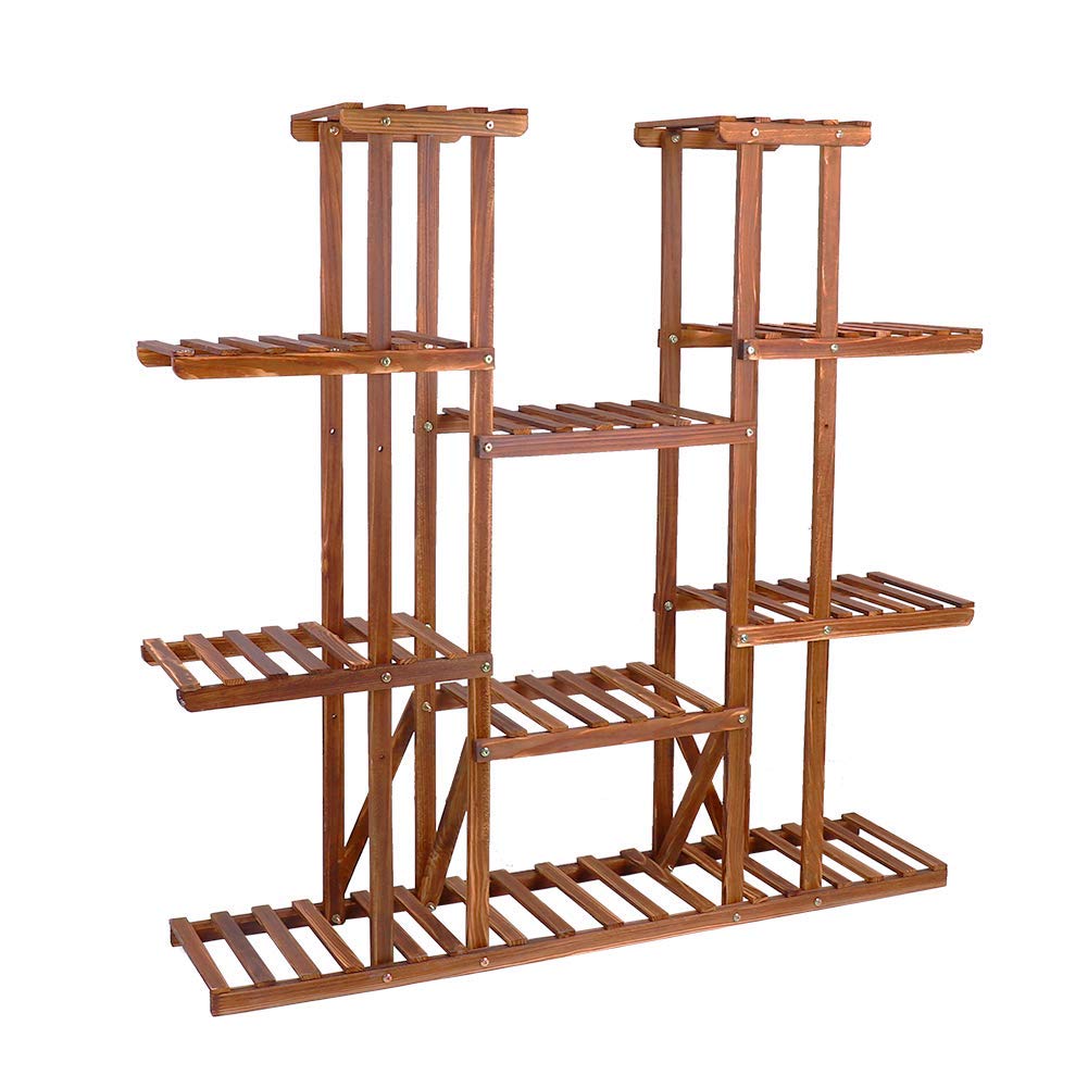 unho Estantería para Macetas de Madera, Soporte para Plantas con 11 Estantes Estantería Decorativa de Flores Exterior Interior Escalera de Exhibición para Salón Balcón Jardín 116 x 25 x 115cm
