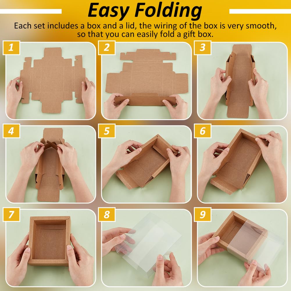 BENECREAT 12PCS Brown Kraft Gift Drawer Box - Image 4