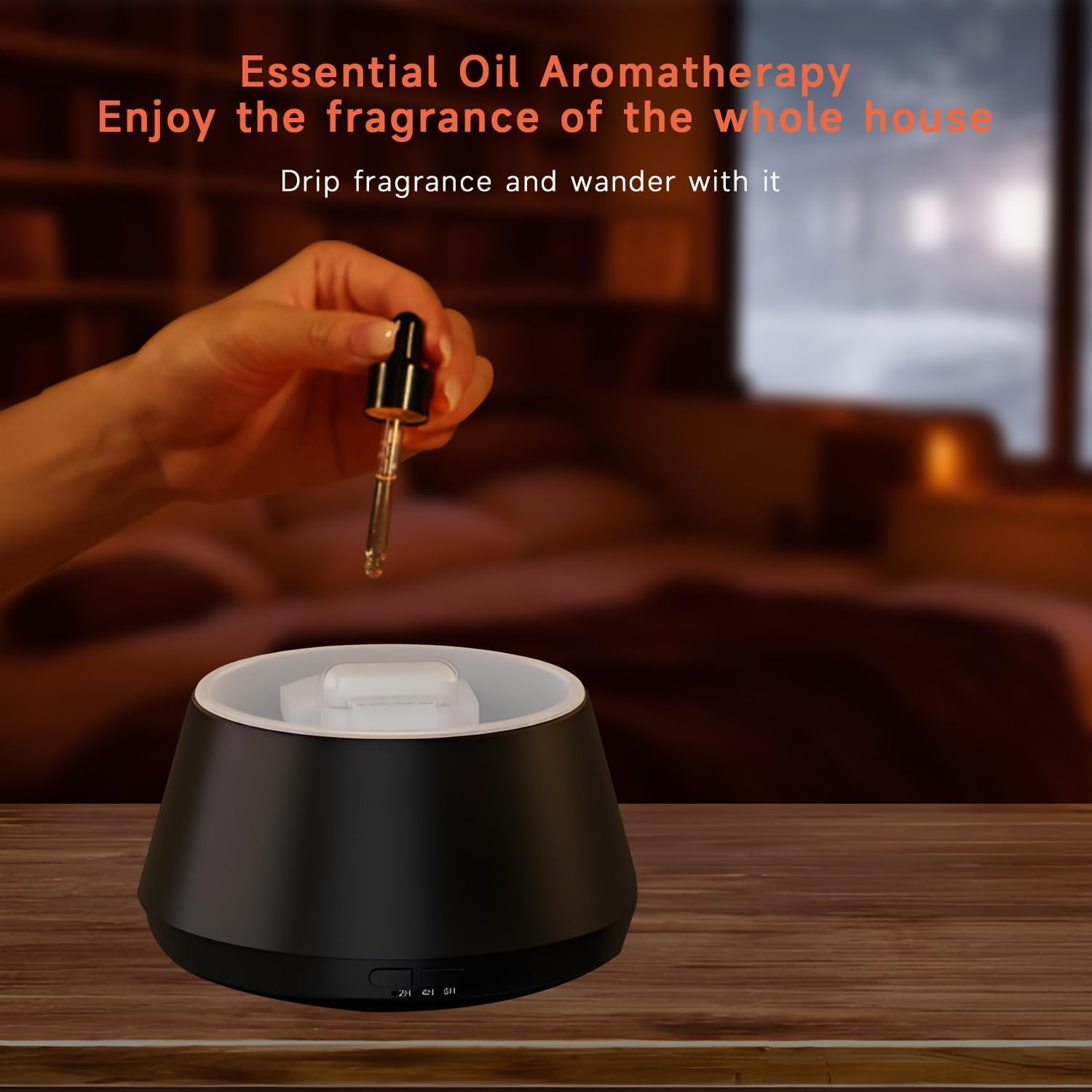 QUMOX Diffuseur d'arômes A9 Flame 150 ml – Humidificateur d'huiles essentielles avec simulation de flamme et lumière ambiante changeante de couleur, minuterie 2 h/4 h/6 h, arrêt automatique, brume fra