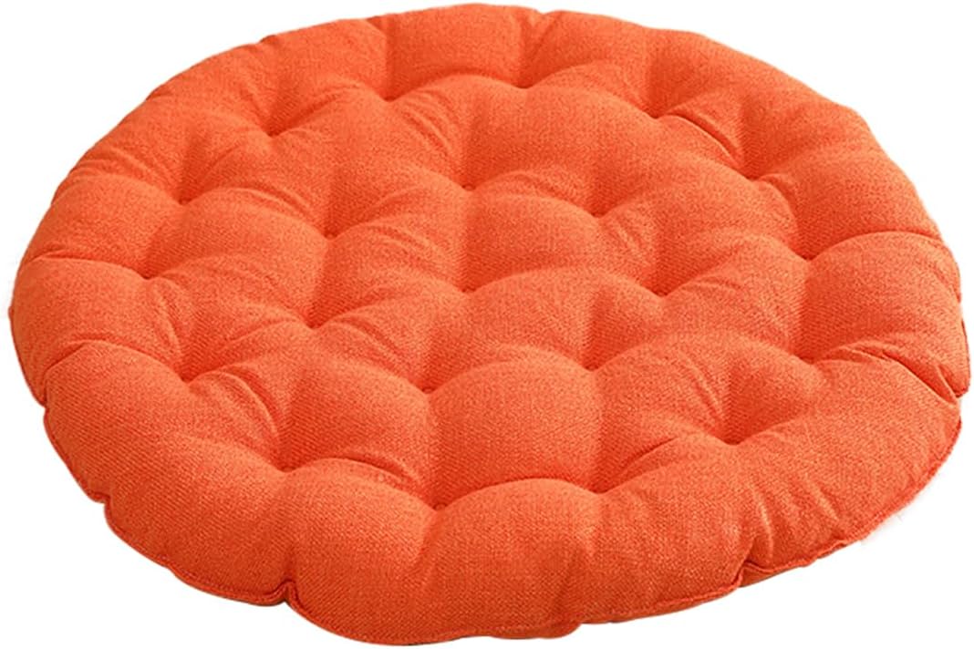 Large Round Linen Seat Cushion|Pearl Cotton Filling Soft Comfortable Sitting Cushion|All-Season Relaxation Meditation Floor Pad|Multi-Purpose Butt Cushion for Indoor Use,Orange,40cm(15.7in) Orange 40cm(15.7in)