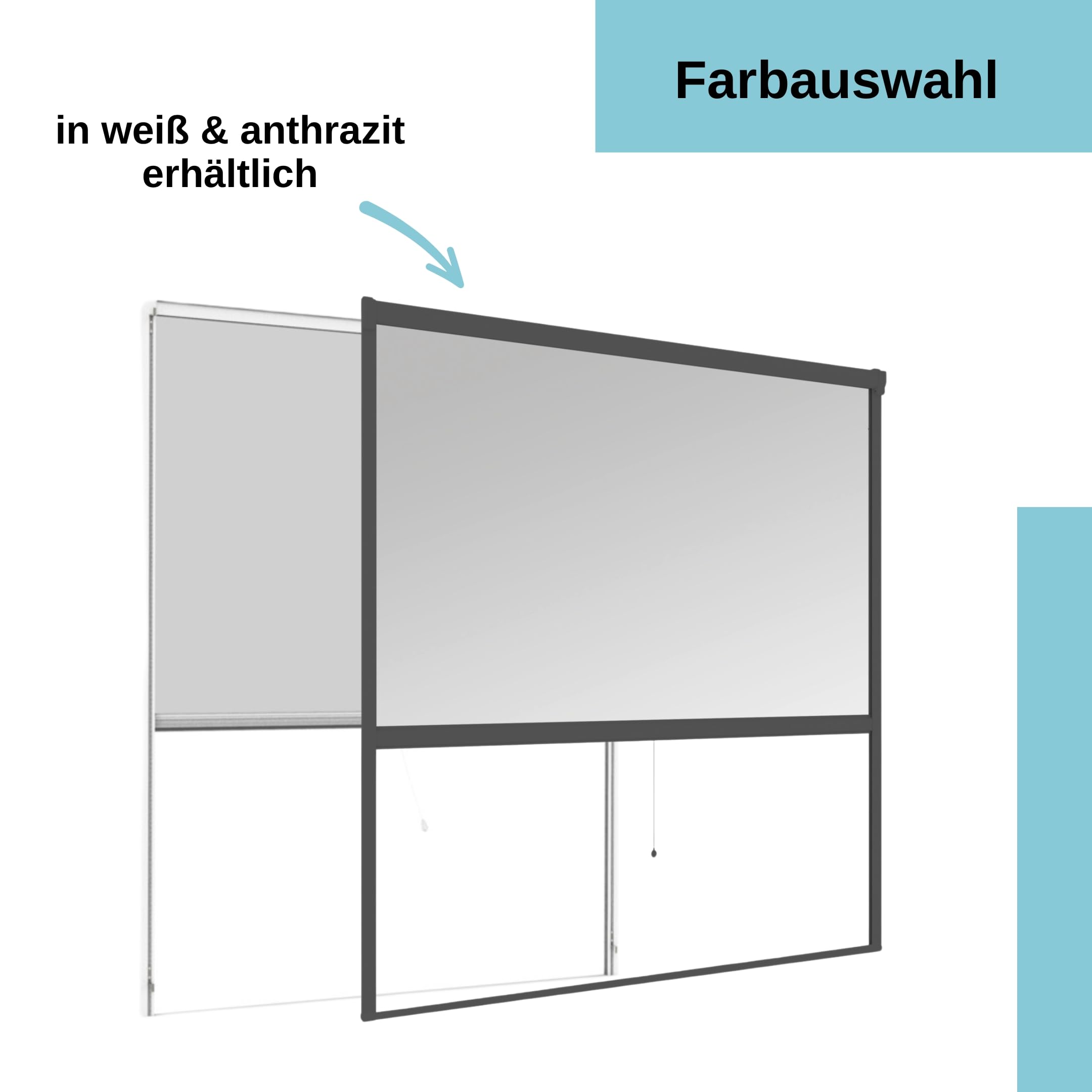 Wip Insektenschutz Einhängerollo - anthrazit - 130 x 160 cm - Fliegengitter Fenster, Mückenschutz, Insektenschutzgitter, Fliegenschutz, Mückengitter - ohne bohren - individuell kürzbar