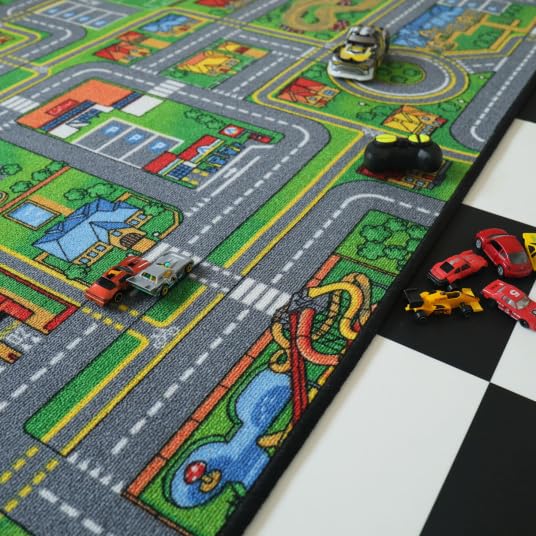 Decoweb Tapis de Jeu Enfant - Circuit de Voiture - Ville - 120 x 170 cm