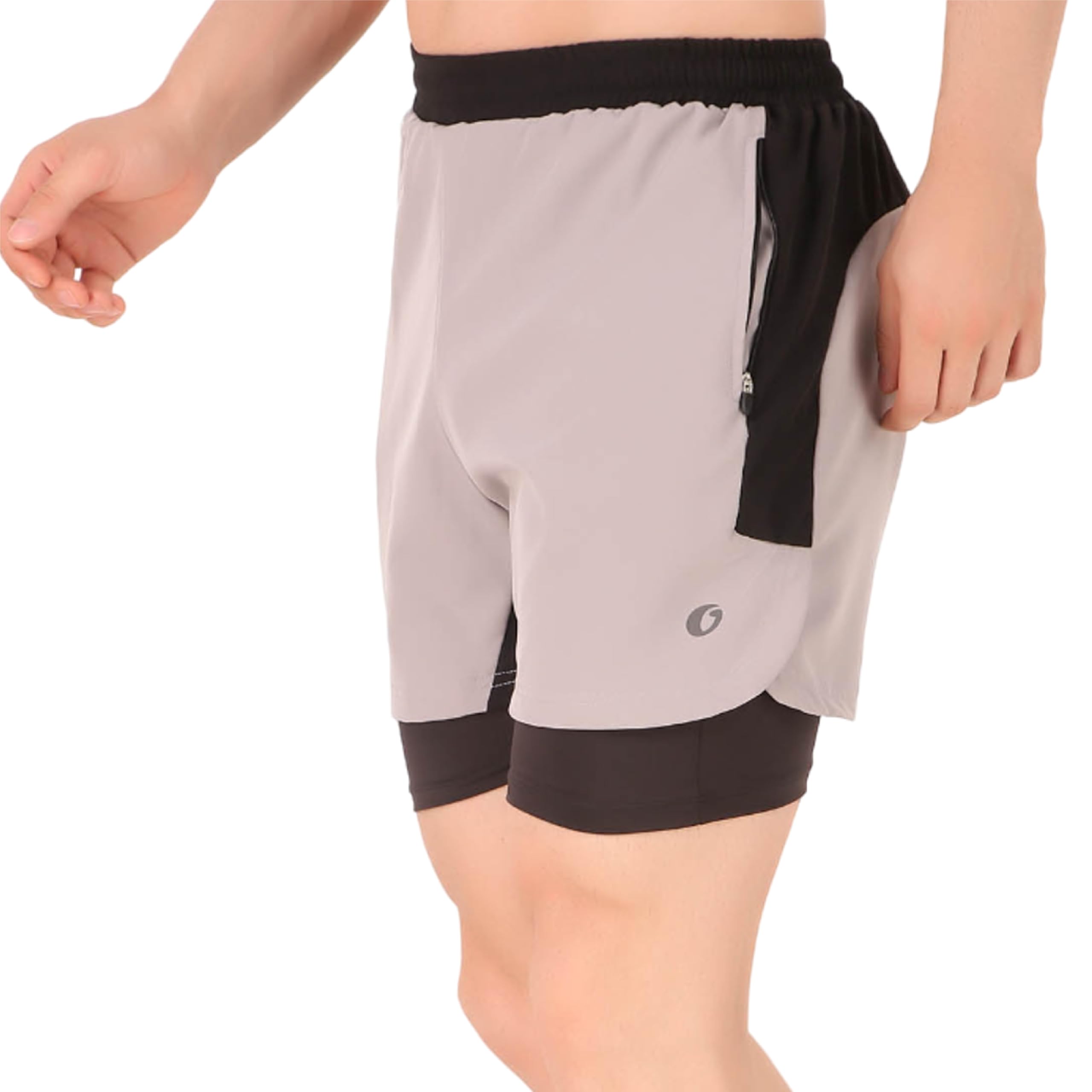 Men's 2 in 1 Running Quick Dry Shorts Gym Athletic Workout Shorts with Phone Pockets-image-17