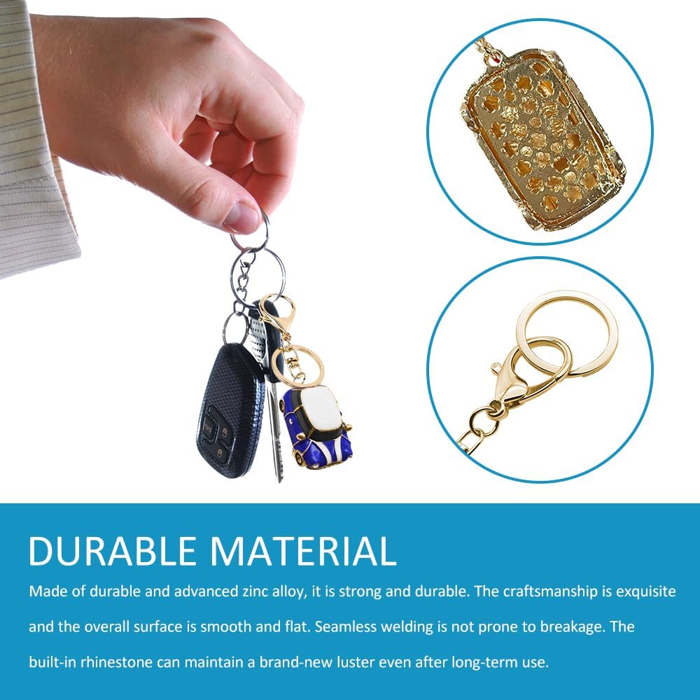 Car Key Chain, Keychain, Metal Key Chain, 3D Car Model Rhinestone Key Fob for Men Women (Dark Blue) image 4
