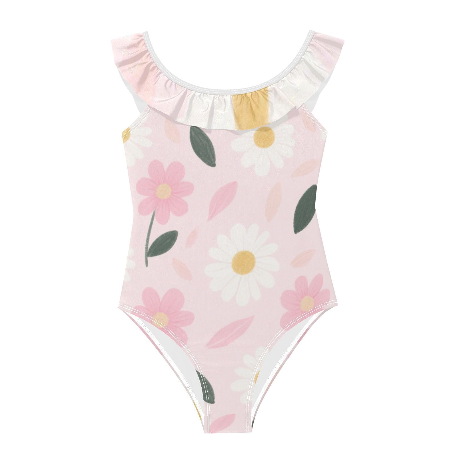 Bañador para niña de 3 a 6 años de margaritas rosadas 7