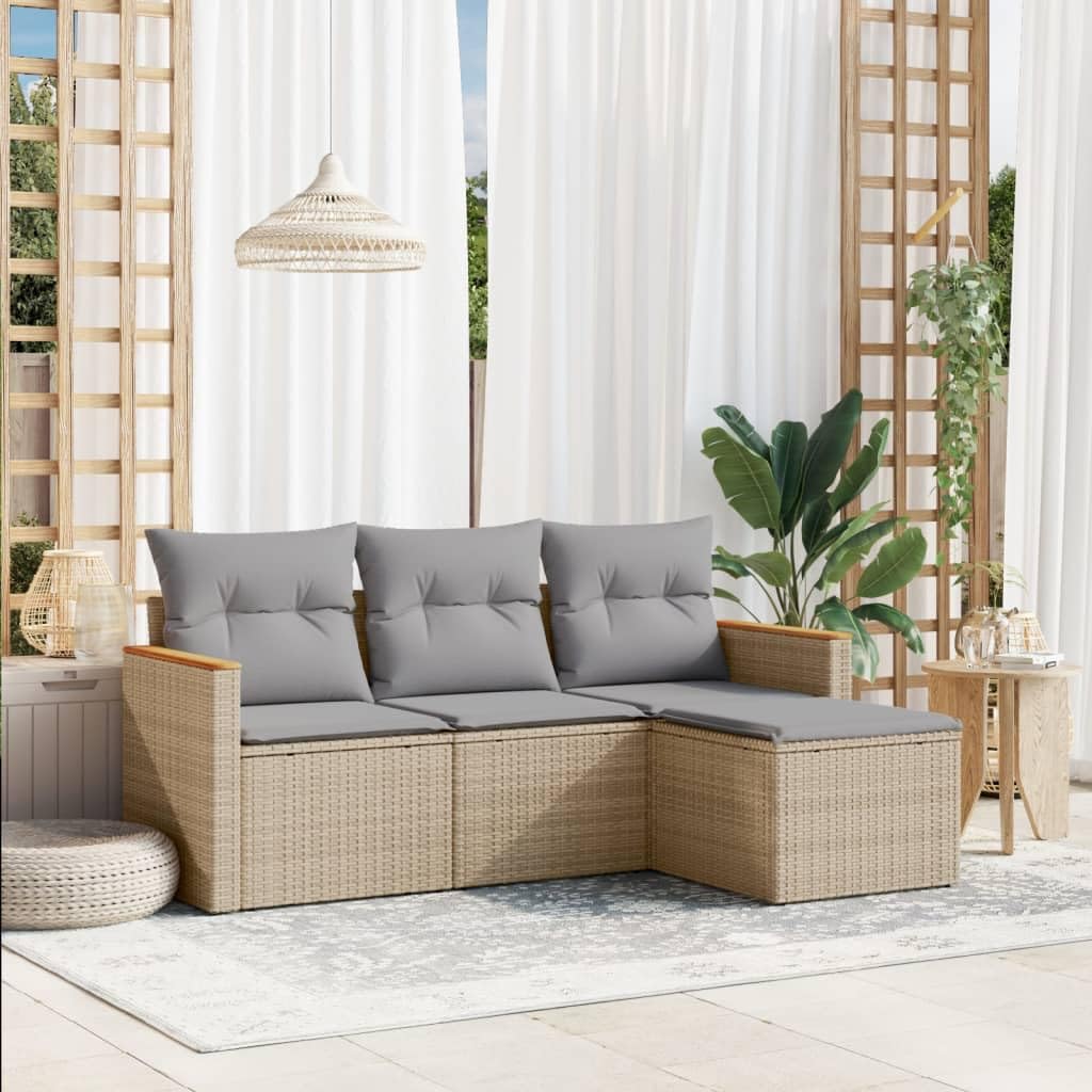 Salon de jardin en résine tressée beige Solivagant pour petit espace