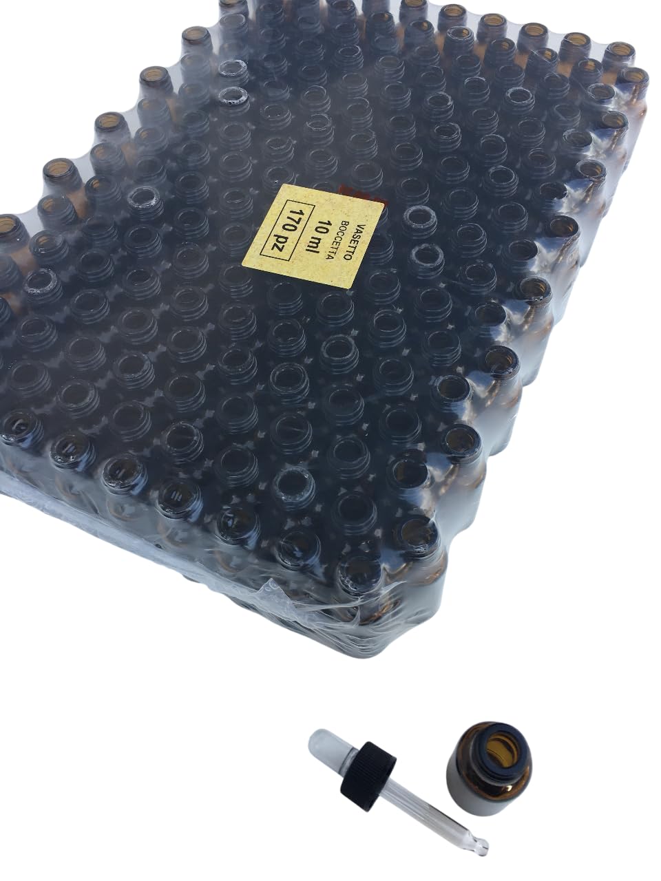 Frasco de vidrio oscuro de 10 ml, con cuentagotas (paquete de 170 unidades)
