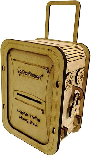 Miniatura 6 de MilesMagic Banco de dinero para niños y adultos, caja de ahorros oculta personalizada para niños y niñas, caja fuerte portátil de madera para