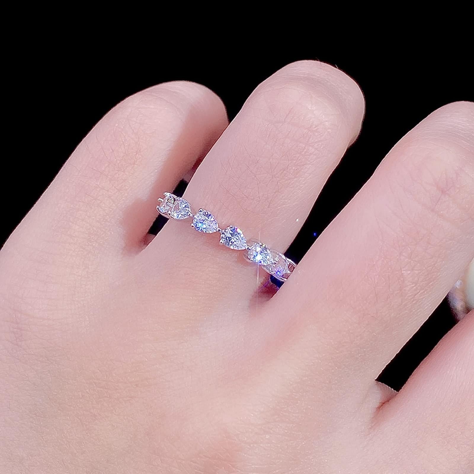 Pierścionki zaręczynowe, zestaw pierścionków damskich Eternity 3 x 3 mm Moissanit 9K białe złoto rozmiar 56 (17,8)
