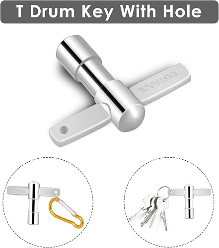 Vista 5 de EastRock Drum Keys - Paquete de 3 llaves de afinación de tambor con tecla de velocidad de movimiento estándar continuo, afinador universal de llave