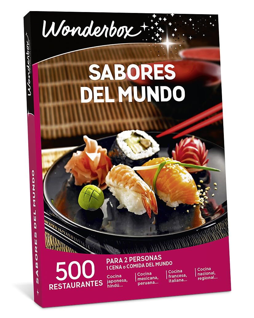 WONDERBOX Caja Regalo -SABORES del Mundo- 500 restaurantes para Dos Personas