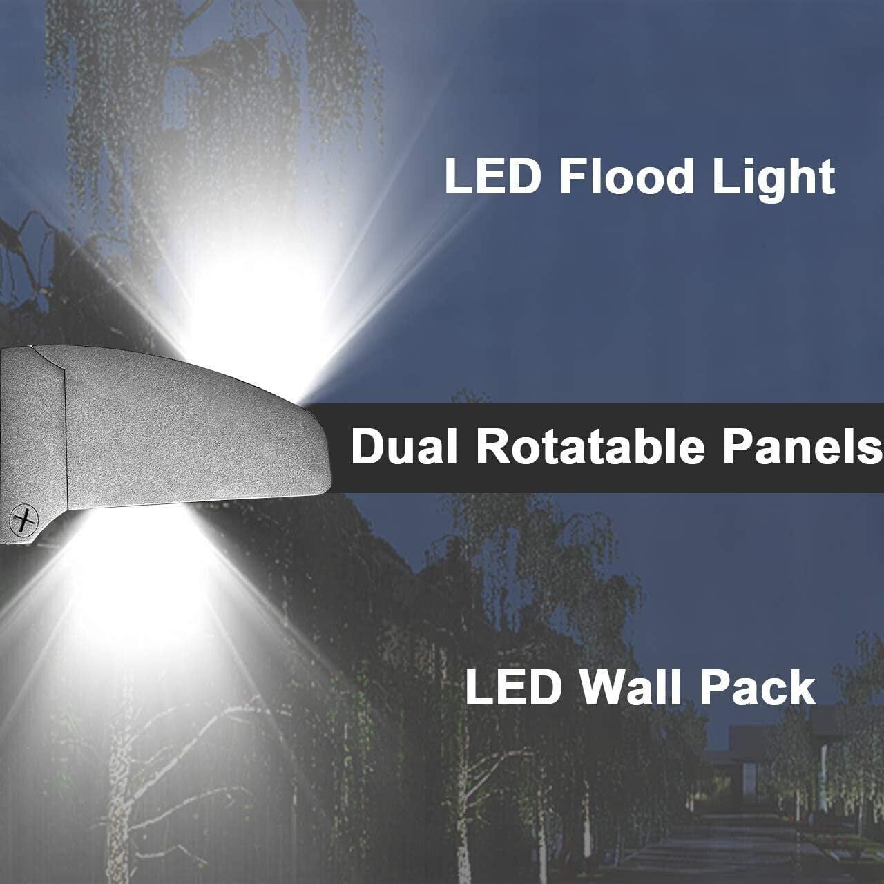 Black Friday - 50% OFF LEDMO 120W Rotatable LED Wall Pack - UL DLC Listed Adjustable Head 2 Pack 16200LM Outdoor Commercial and Industrial Lighting Security Flood Lighting for Buildings,Warehouses, Parking Lots,Yard 5000K