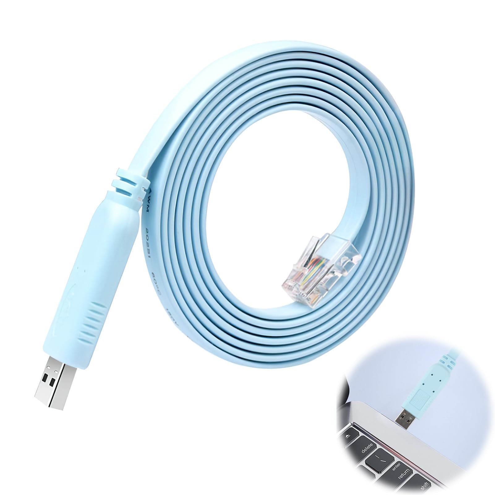 6 Ft USB to RJ45 Console Cable for Cisco Routers and Switches USB to Console Cable with FTDI Chip RS232 to USB Replacement Console Cable Compatible with JUNIPER 3COM Ruijie Network Windows MAC Linux