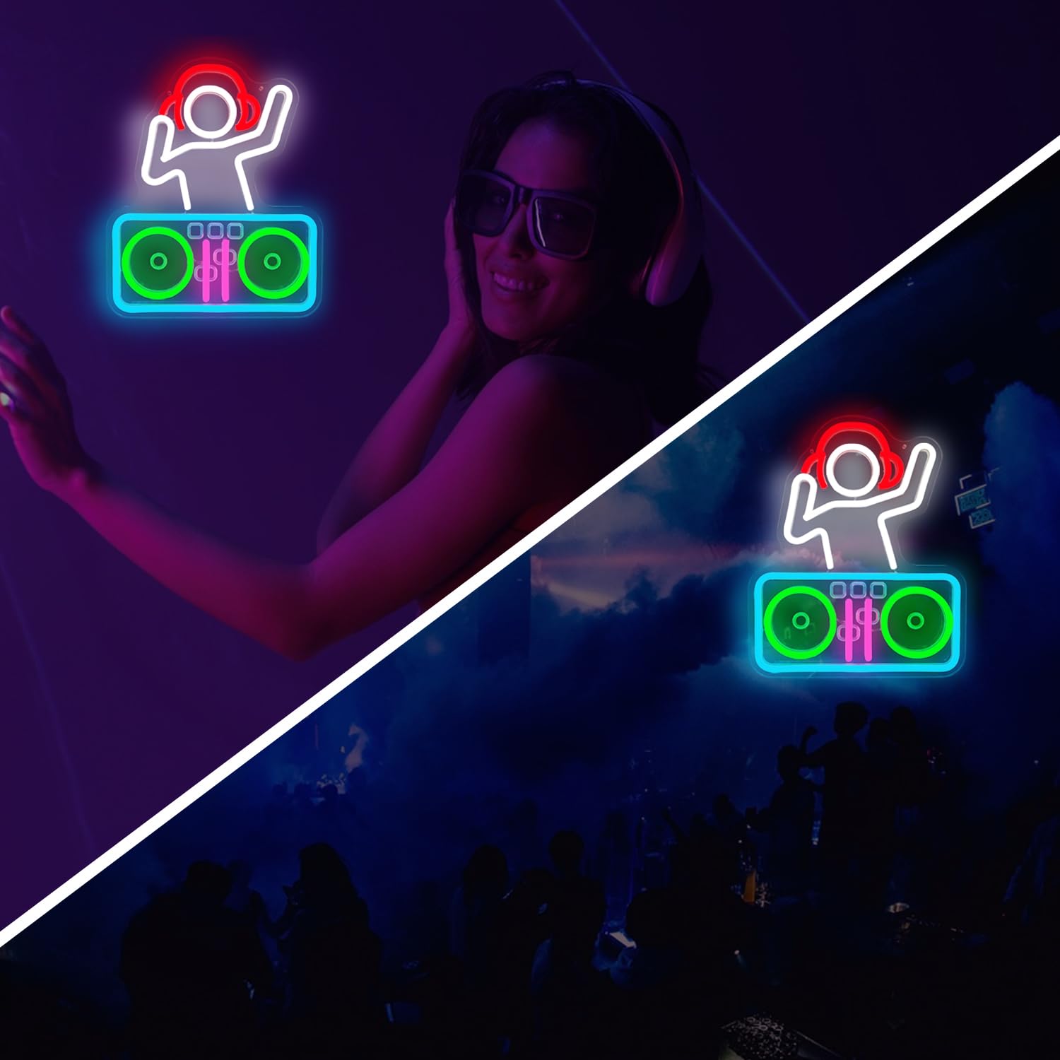 DJ-Neonschild, dimmbar, DJ-Player, LED-Schilder für Schlafzimmer, Wand, Musik, beleuchtetes Schild für Bar, Studio, Keller, Männerhöhle, LED-Wanddekoration, coole DJ-Geschenke