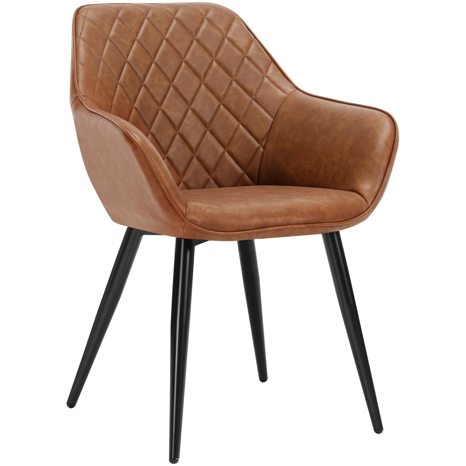 WOLTU 1 X Dining Chairs Brown Kitchen Reception Chair Faux Leather with Padded Seat,Chair with Arms and Back for Counter Lounge Living Room,BH251br-1