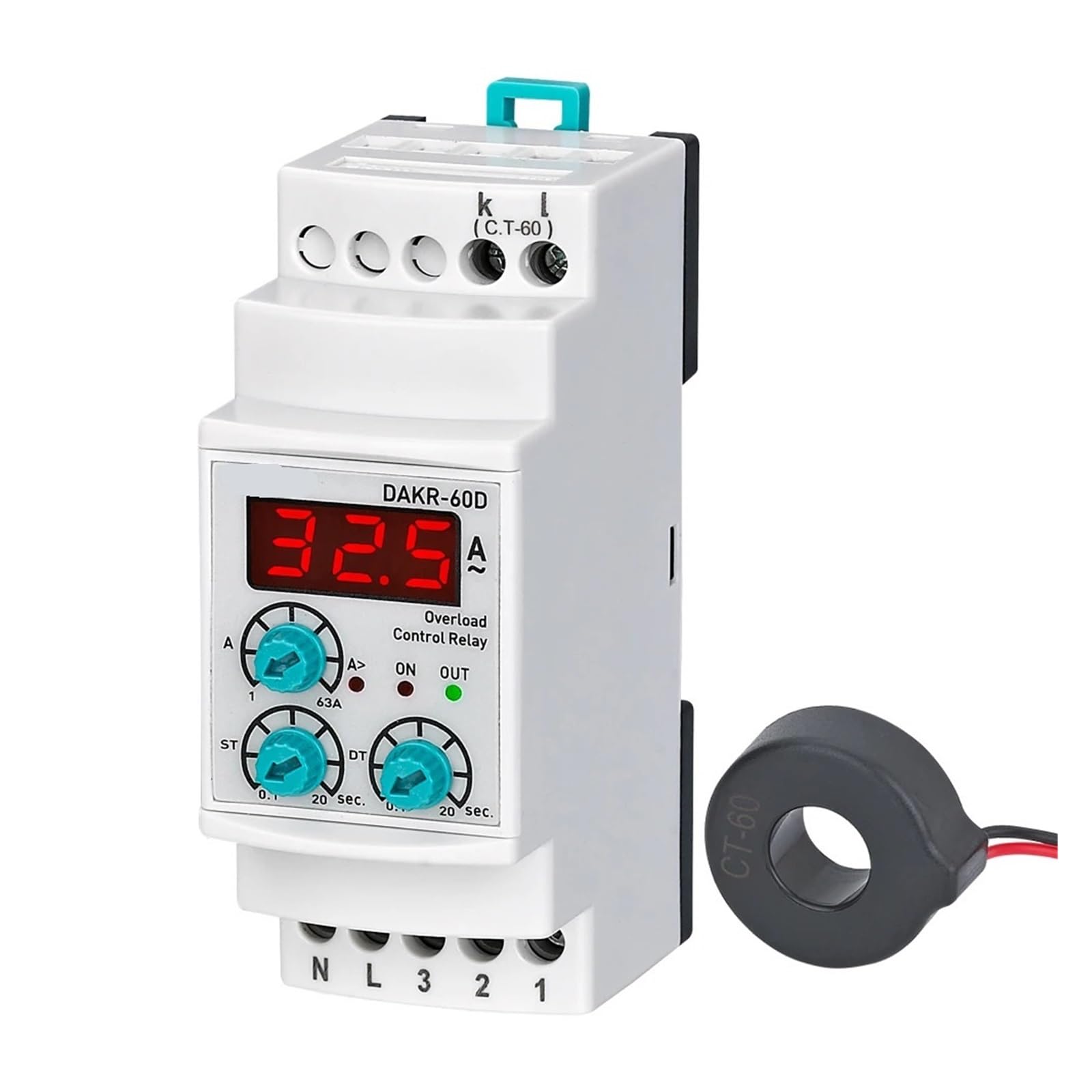 BALYDLUL DAKR-XXD Digital Single Phase Auto Reset Overload Relay(Un 220VAC,1-63A)