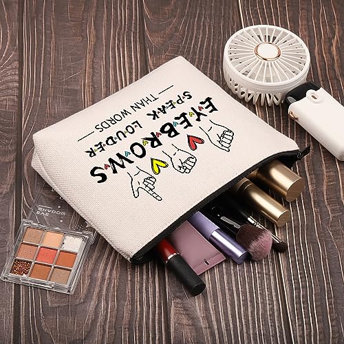 PLITI Eyebrow Artist Gifts Esthetician Gifts Makeup Artist Gift Eyebrows Speak Louder Than Words Funny Beautician Makeup Bag (Eyebrows Speak Louder bagU) - Image 3