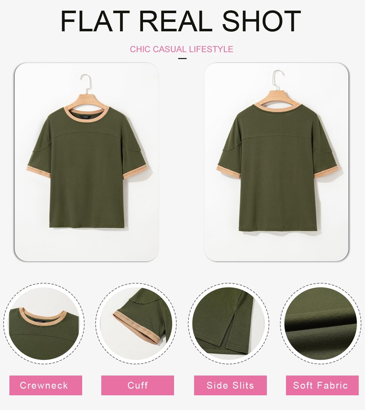 Dokotoo Summer Tops for Women 2026 Loose Oversized T Shirts Crewneck Color Block Side Slits Basic Tee Blouses - Image 4