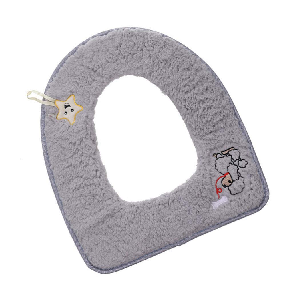 Cabilock Elegant Toilet Seat Mat Super Thick Soft Washable Comfortable for Ages Grey