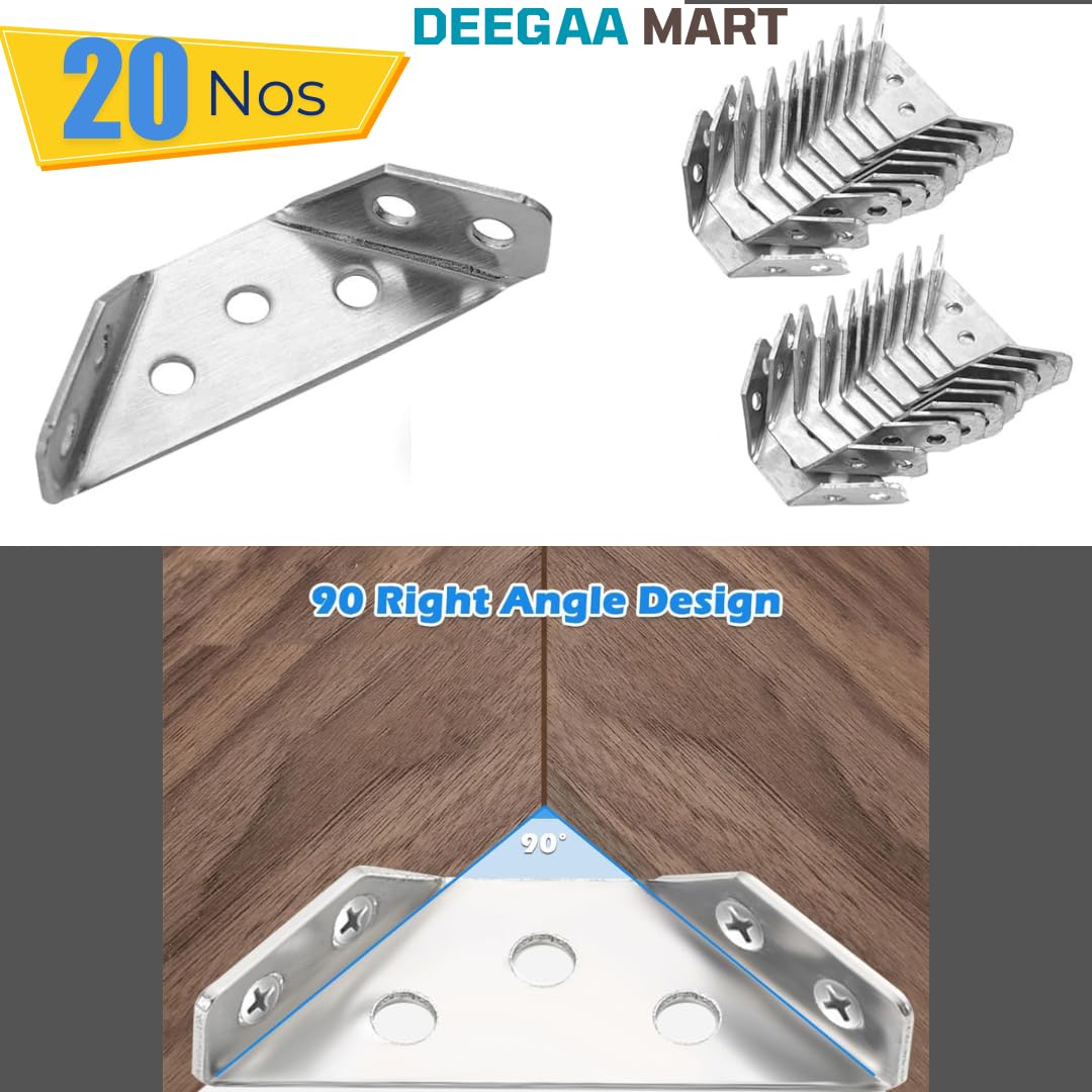 Steel Furniture Corner Connector, Shelf Brackets 20pcs Pack , Furniture Corner Connectors, Wooden Furniture Triangle Stabilizer ,Corner Connector for Wood Cabinet ,Shelf Support Brackets — Amazon image 7