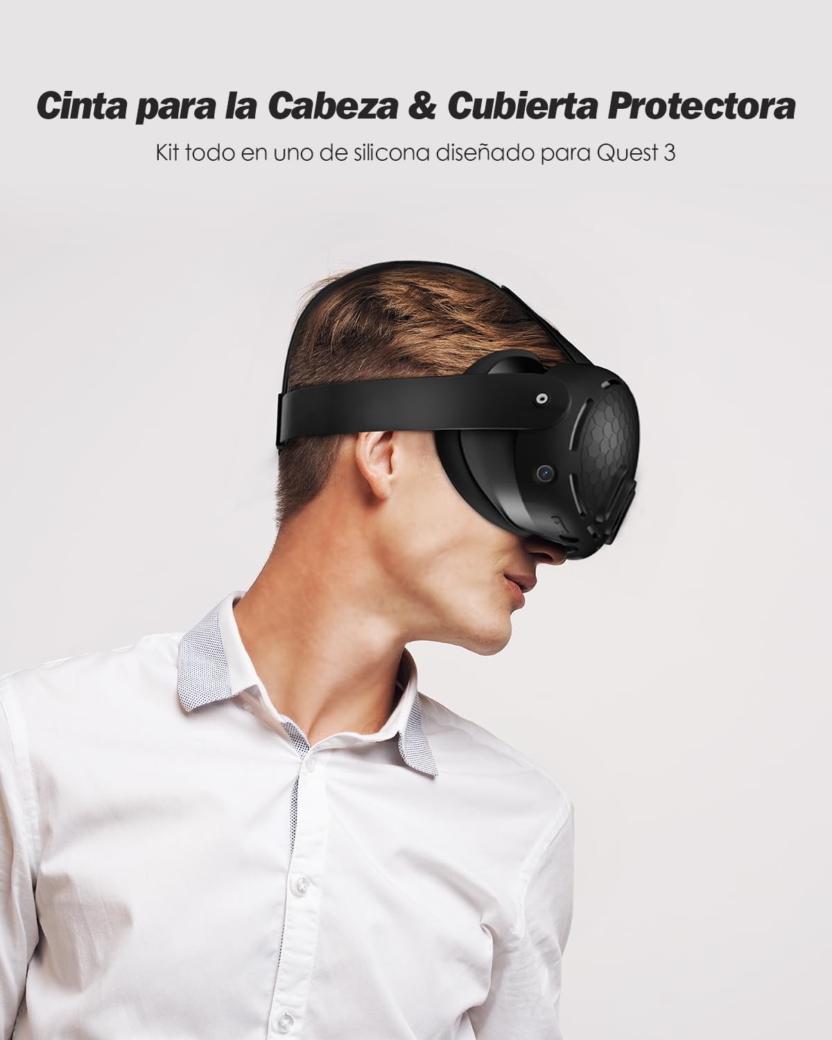 SUPERUS Correa para la Cabeza y Cubierta Protectora Compatible con Meta Quest 3 Accesorios - Último diseño Todo en uno de Silicona, Correa Elite Ligera y Ajustable de para Meta/Oculus Quest 3