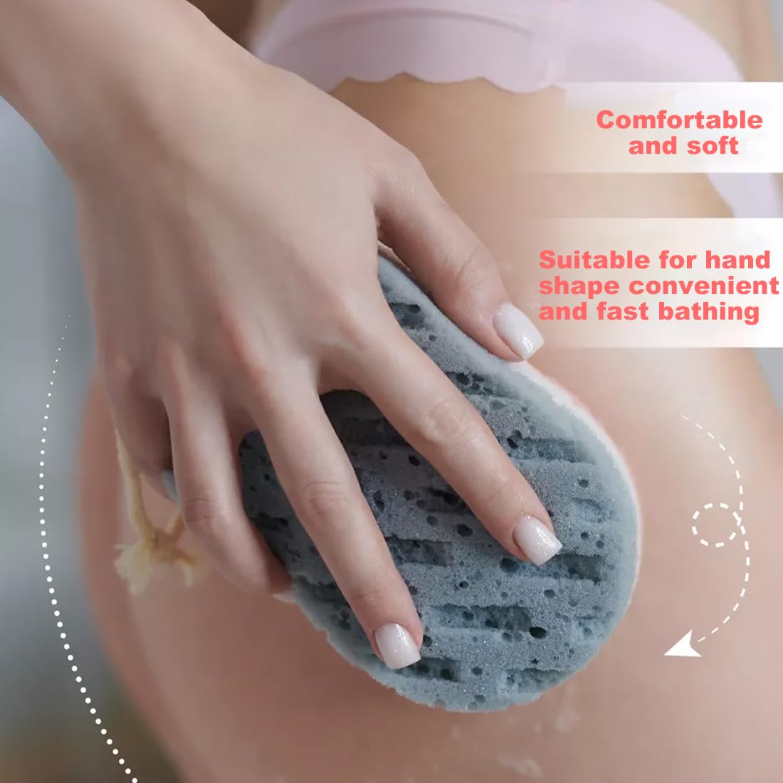 2 pezzi Spugna da bagno per donna spugna per il corpo in luffa spugna per doccia esfoliante profonda spugna per la pulizia della pelle, articoli da toeletta, adatti per uomini e donne