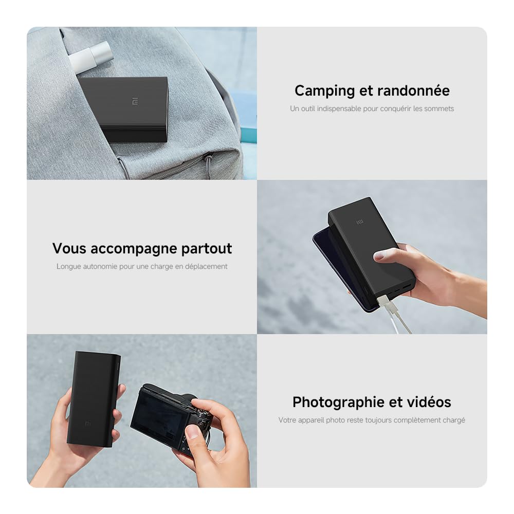 Xiaomi Power Bank 30000mAh, Charge Rapide 18W, Batterie Externe Portable Haute Capacité - Modèle GL
