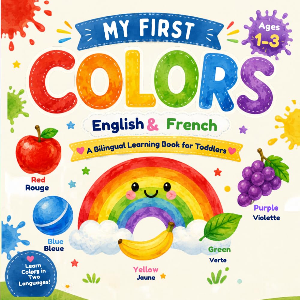 My First Colors- English & French: A Bilingual Book for Toddlers Ages 1-3 (My First Words : A Calm & Simple Bilingual Series For Toddlers)