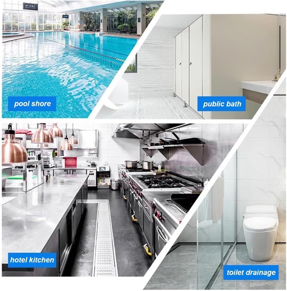 Swimming Pool Drainage Overflow Grating Gutter, ABS Splicing Swimming Pool Grille 10M Long Drainage Ditch Cover Gutter Overflow Grate in Beige and White Multiple Sizes 18-30cm(White,18CM)