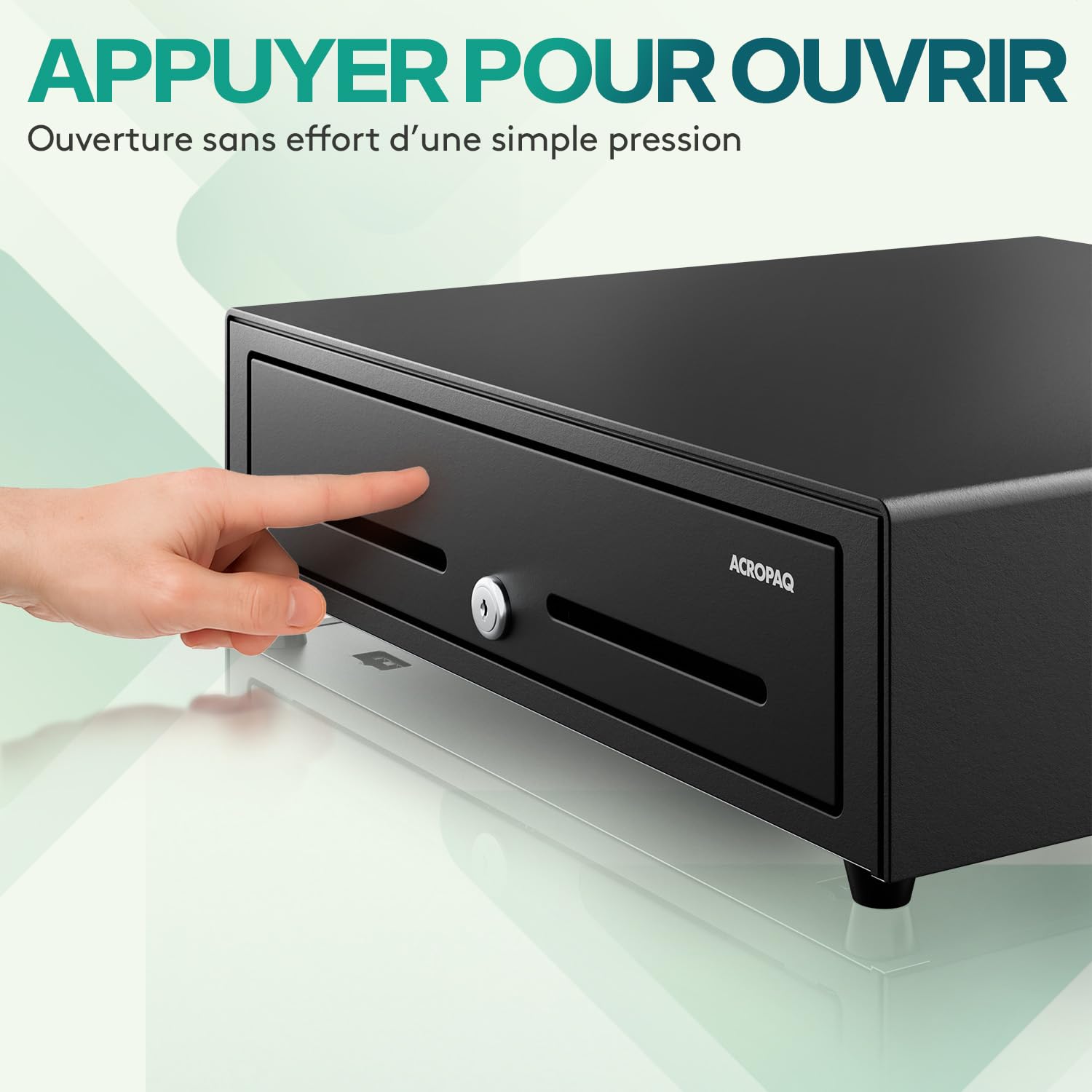 ACROPAQ Tiroir caisse métal robuste 42 x 41 x 10 cm 8 cases pièces 4 billets sans courant