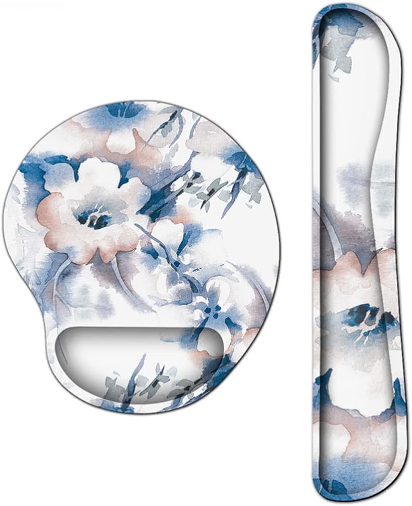 Mouse Pad Wrist Rest Pad Rubber Base Memory Foam Set Desk Mat with Keyboard Wrist Rest pad(C)