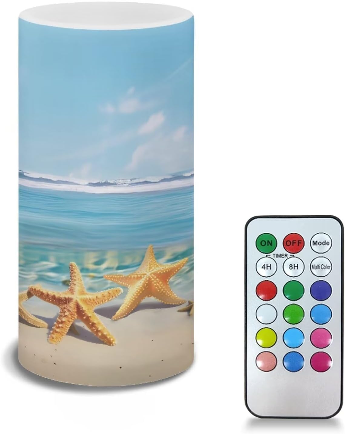 Flameless Candle with 18 Key Remote 4/8 Hours Timing Color Changing, Flickering Wick Realistic Votive Electric Candle for Patio Desktop Home Ornaments, Floral Green