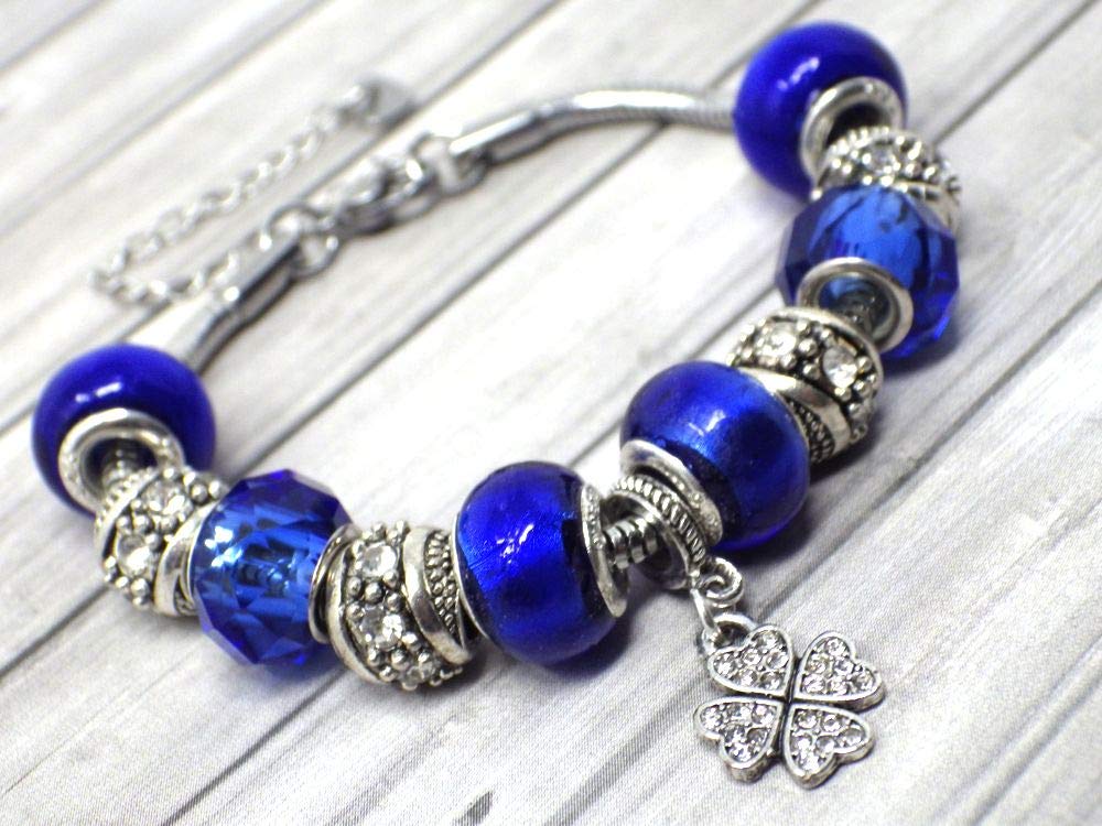 Parure mujer de acero inoxidable con collar charms pulsera a juego y colgante trébol con cristales