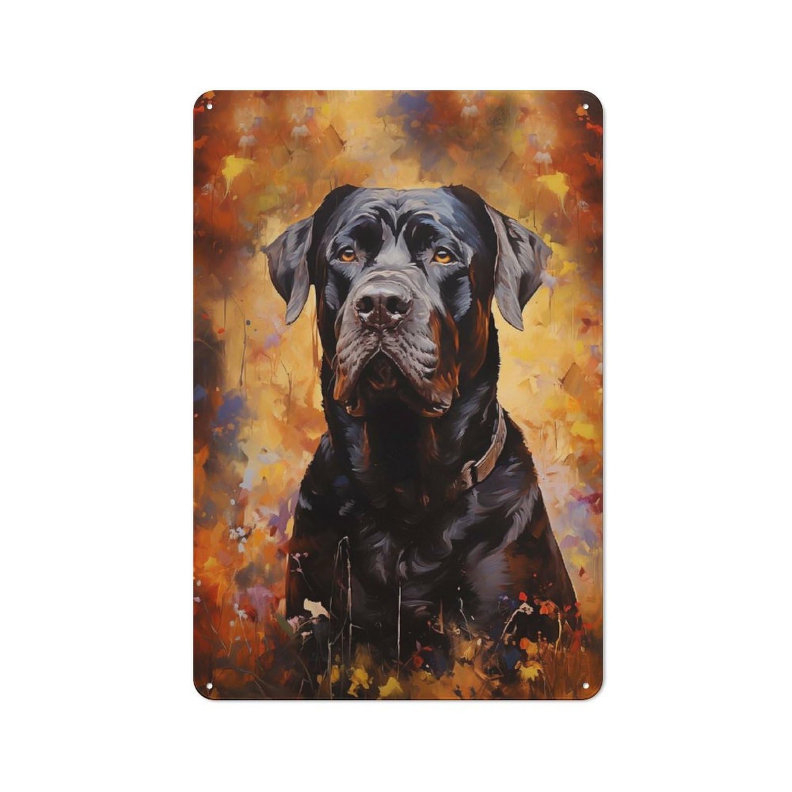 Junmoney Style-10 For Studio Or Craft Room, Black Cane Corso Dog Rustic Tin Wall Plaque 30X20cm, For Vintage Wall Decor Fans, For Metal Sign Collectors