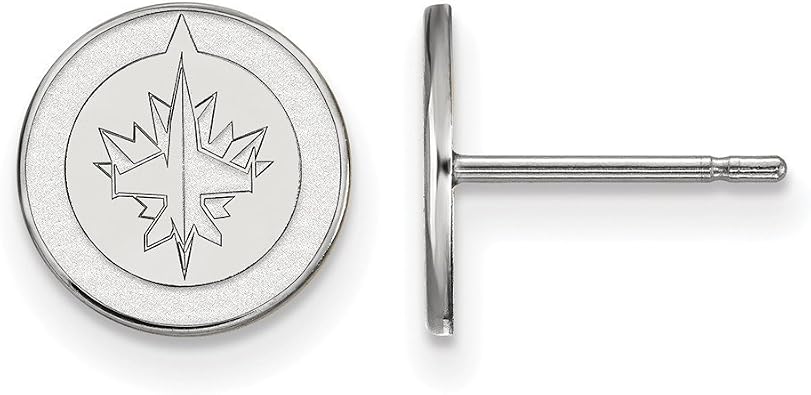 Winnipeg Jets Extra Small 3/8 Inch Post Earrings 14k White Gold