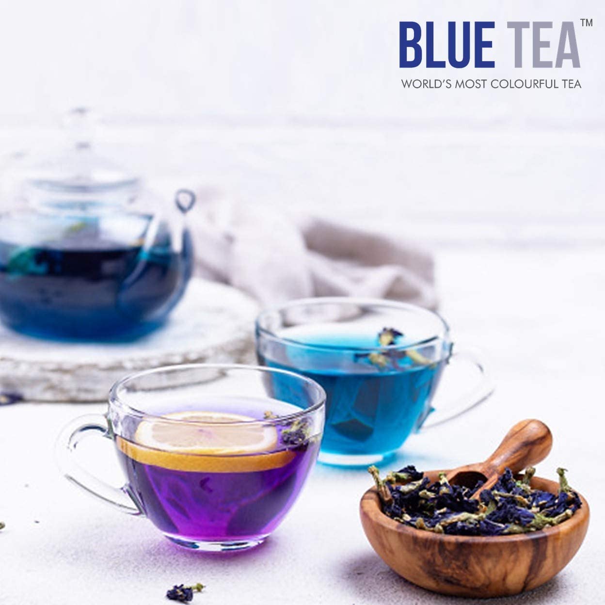 BLUE TEA - Combo Pack - Butterfly Pea Flower Tea and Butterfly Pea Ashwagandha - 60 Pyramid Tea Bags | DIRECTLY FROM SOURCE | Vegan - Gluten Free - GMO Free |